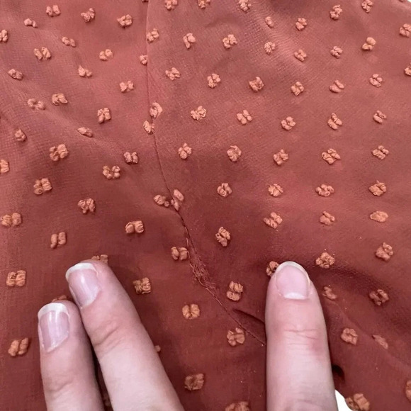 Trixxi Burnt Orange Swiss Dot Tiered Mini Dress S - Picture 5 of 6